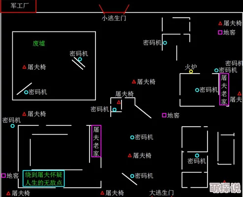 第五人格军工厂攻略：揭秘无敌房、地窖及密码机精确位置指南